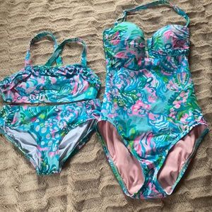 EUC Lilly Pulitzer Dru Swimsuit Size 2 Blue Ibiza Aqua La Vista